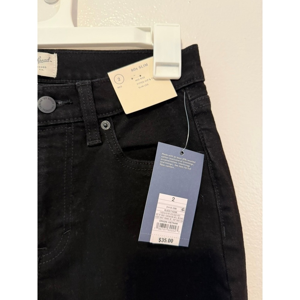 Universal Thread Womens 80s Slim Mid Rise Jeans Black Size 2 Reg - Picture 2 of 3